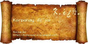 Korponay Éva névjegykártya